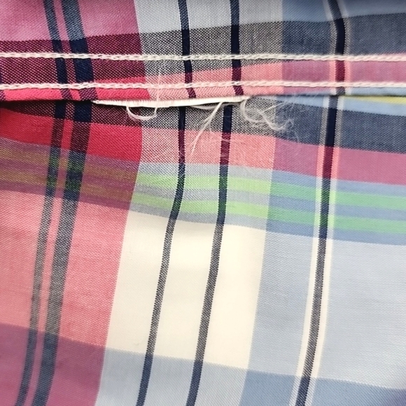 CHAPS  Women's No Iron Button Down Pink Blue Plaid Shirt 100% Cotton Sz M - Picture 8 of 15